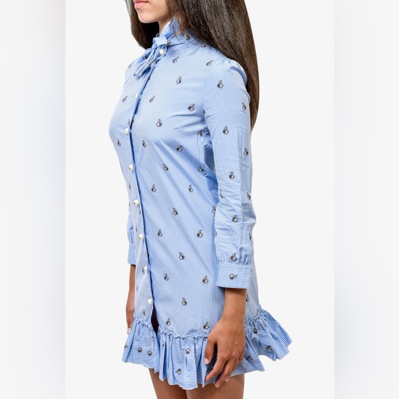 Gucci Blue Striped Rabbit Print Dress - Picture 2 of 6